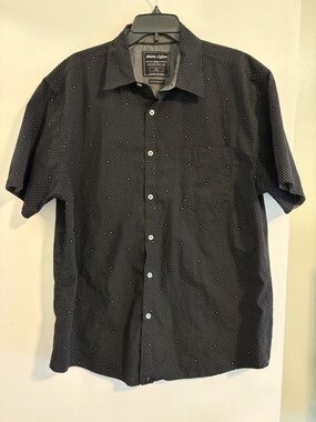Short-Sleeve Black Microdot Button-Down Shirt